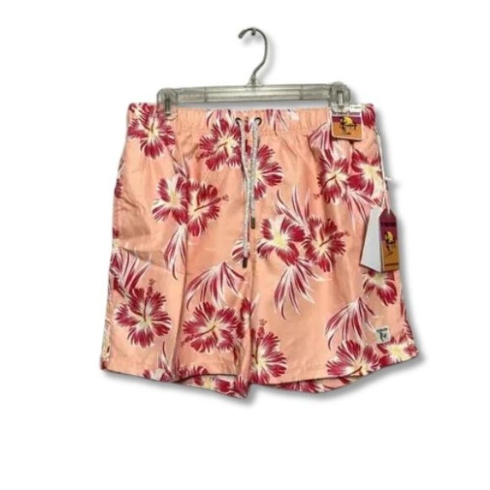 The Endless Summer Swim Trunks Elastic Waistband Quick Dry Floral Pink  L NWT